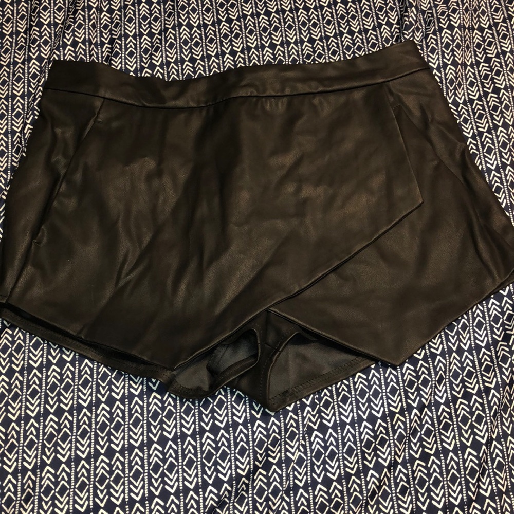 Express Black leather skirt with shorts